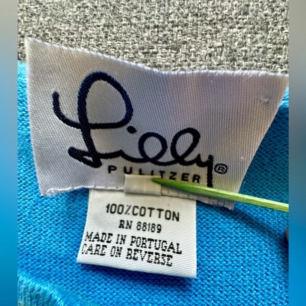 Lilly Pulitzer Women’s cotton turquoise knit sleeveless cropped tank top XL